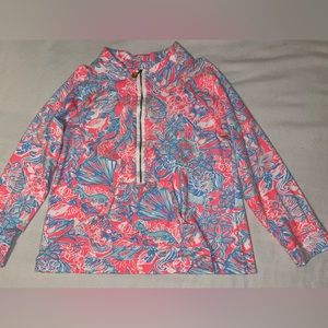 Lilly Pulitzer Skipper Popover, size XL, pink sun ray pattern